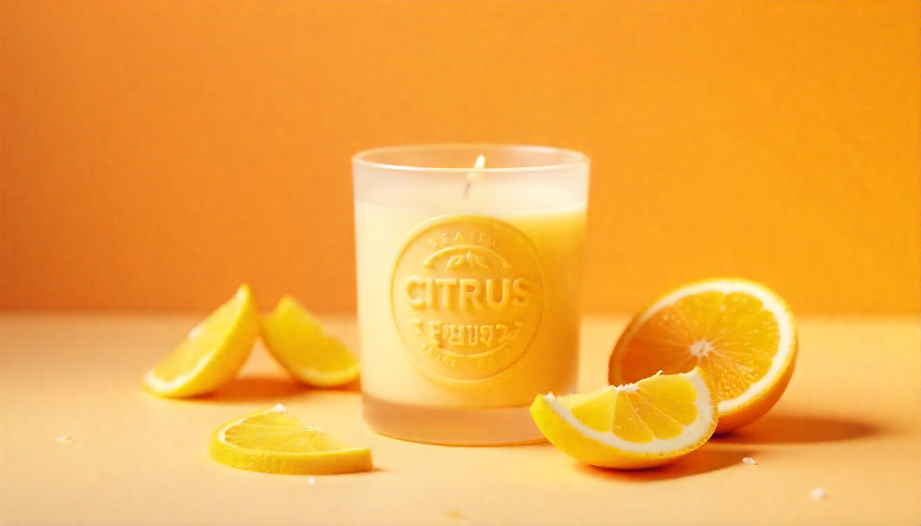 Citrus Burst scented candle with energizing fragrance